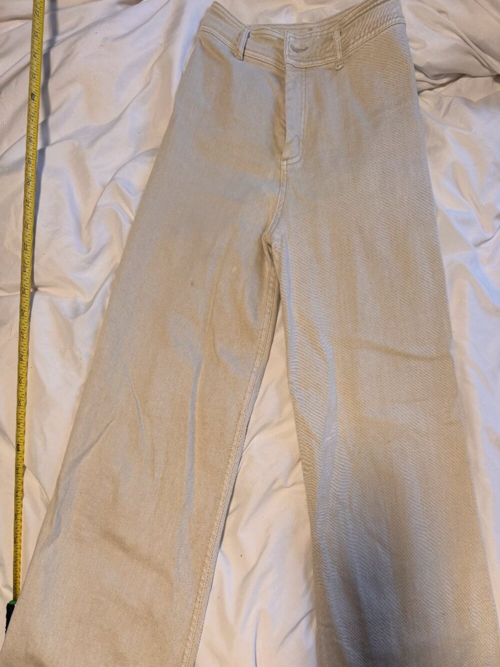High Waisted, Flare leg, Stretch Denim (Bone White Color)